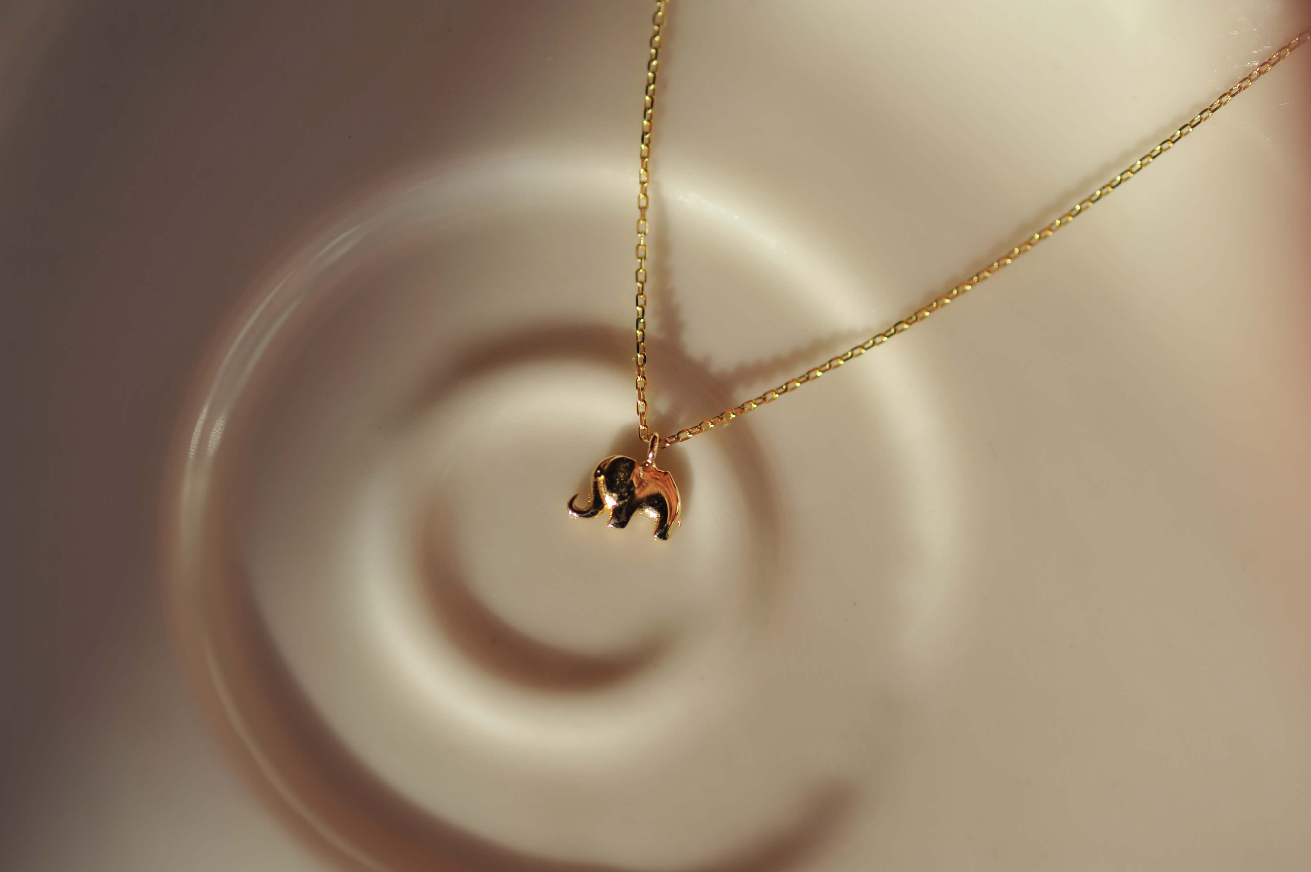 14K Gold Dainty Elephant Necklace